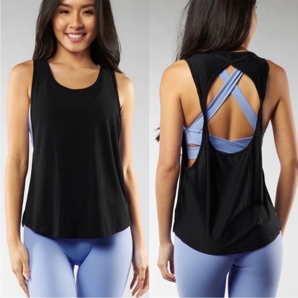 Buffbunny Collection Tops - Buff Bunny Stem Tank Black Twist Back Mesh Small